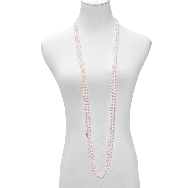 9K Y Gold AAA Fresh Water White Pearl Necklace (Size 100) 10.000 Ct.