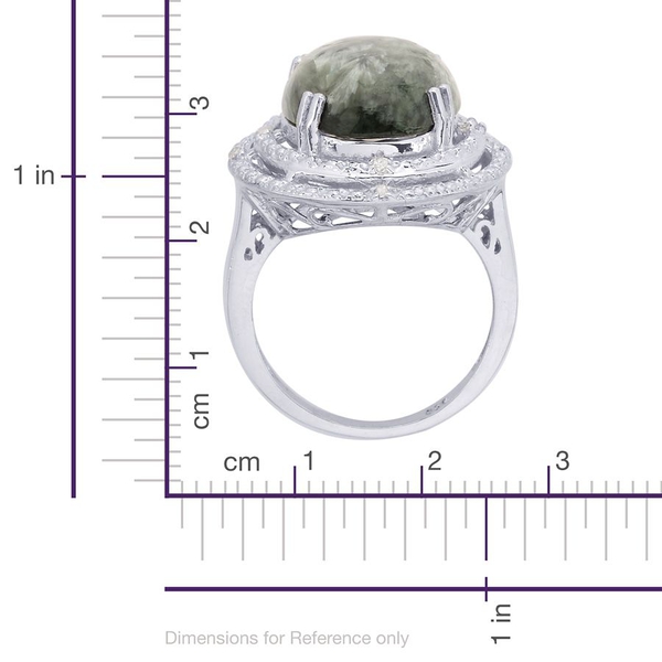 Siberian Seraphinite (Ovl 8.00 Ct), Diamond Ring in Platinum Overlay Sterling Silver 8.050 Ct.