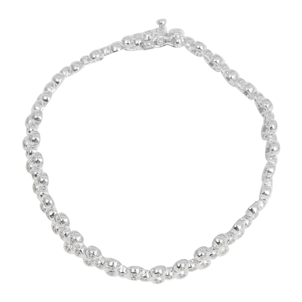 Diamond (Rnd) Bracelet (Size 7) in Platinum Overlay Sterling Silver 0.500 Ct.