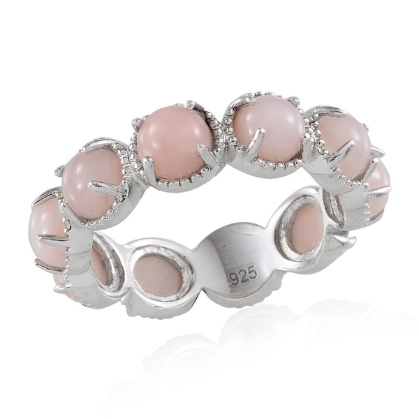 Peruvian Pink Opal (Rnd) Full Eternity Ring in Platinum Overlay Sterling Silver 4.500 Ct.