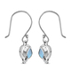 Artisan Crafted Polki Blue Diamond and White Diamond Earrings (With Hook) in Platinum Overlay Sterling Silver