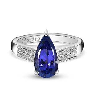 Personalised Engravable ILIANA 18K White Gold AAA Tanzanite and Diamond (SI/G-H) Ring 3.44 Ct, Gold Wt. 5.15 Gms, Size "O"