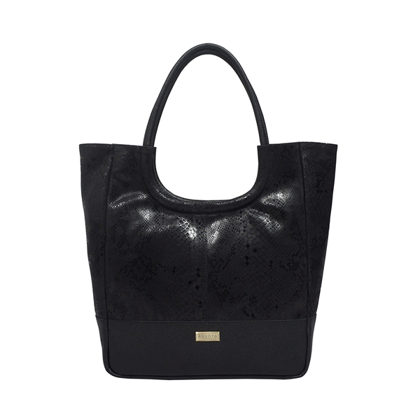 Assots London Genuine Leather Tote Bag - Black