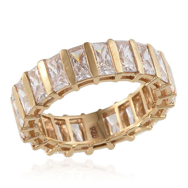 Lustro Stella - 14K Gold Overlay Sterling Silver (Bgt) Full Eternity Ring Made with Finest CZ