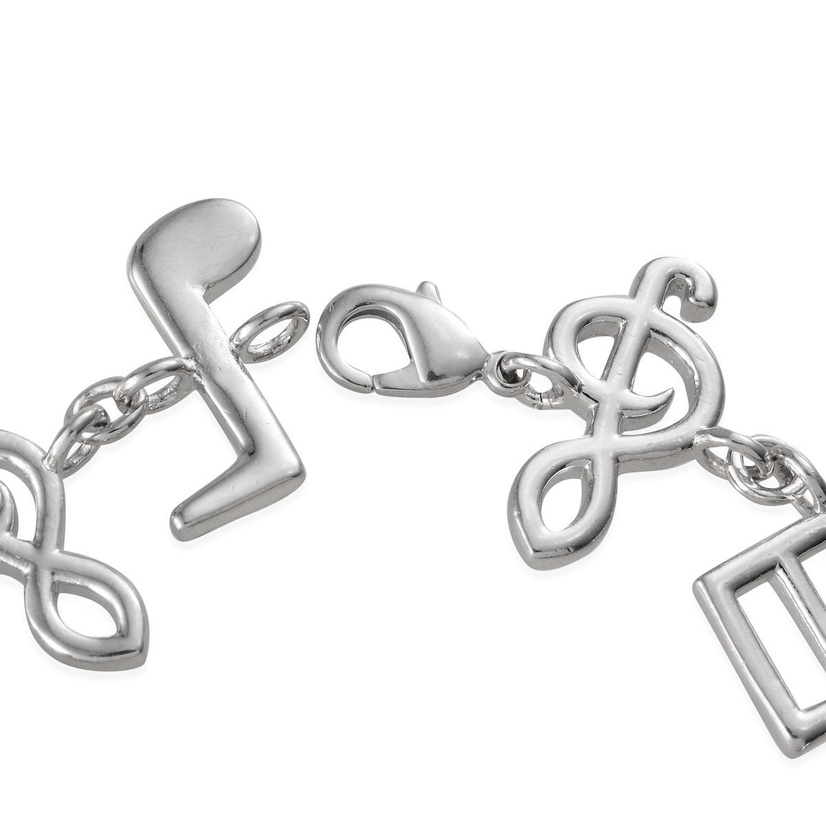 Music Notes Bracelet in ION Plated Platinum Bond (Size 7.5)