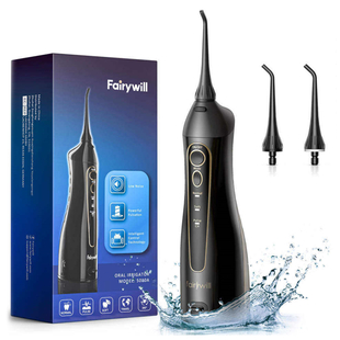 FairyWill: 502 Air Flosser (With 2 Replacement Jet Tips) - Black
