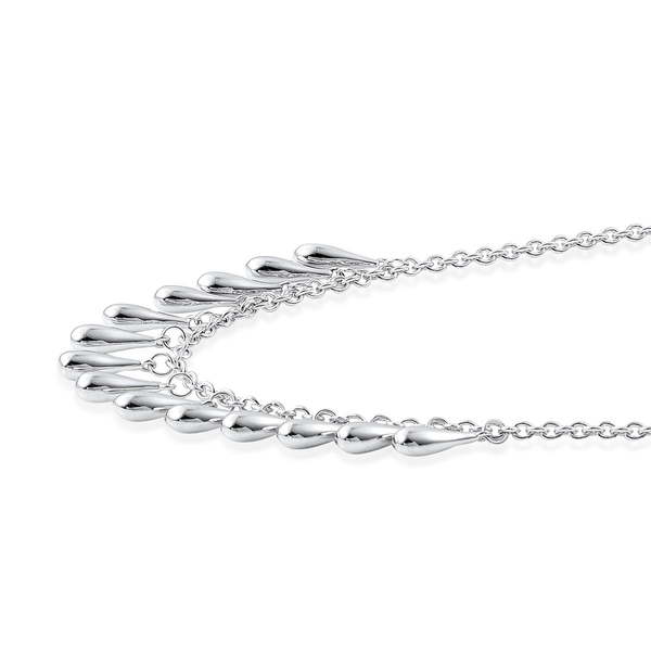 LucyQ Multi Drip Necklace (Size 20) in Rhodium Plated Sterling Silver 13.50 Gms.