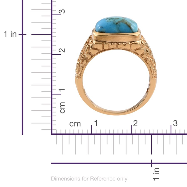 Arizona Matrix Turquoise (Cush) Solitaire Ring in 14K Gold Overlay Sterling Silver 4.500 Ct. Silver wt 5.80 Gms.
