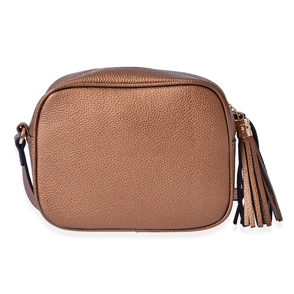 YUAN Collection Chocolate Colour Crossbody Bag with Tassels and Adjustable Shoulder Strap (Size 21x17x9 Cm)