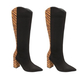 Ravel Grande Zebra Pattern Knee-High Heeled Boots (Size 6) - Black