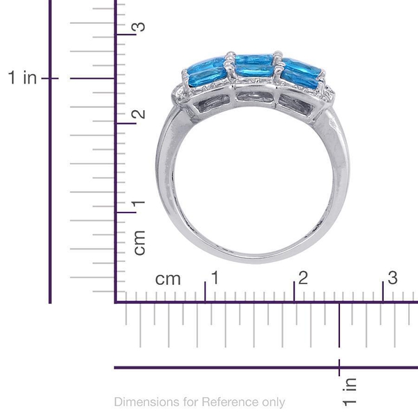 Malgache Neon Apatite (Ovl), Diamond Ring in Platinum Overlay Sterling Silver 2.020 Ct.
