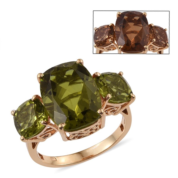 Alexite (Cush 9.50 Ct) 3 Stone Ring in 14K Gold Overlay Sterling Silver 13.500 Ct.