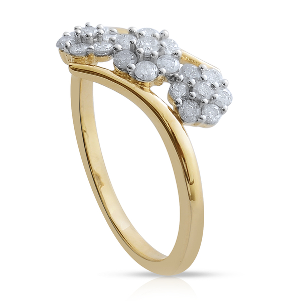 9K Y Gold SGL Certified Diamond (Rnd) (I3/G-H) Triple Floral Ring 0.500 Ct.