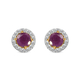 Natural Moroccan Ruby and Natural Cambodian Zircon Stud Earrings (with Push Back) in 14K Gold Overla