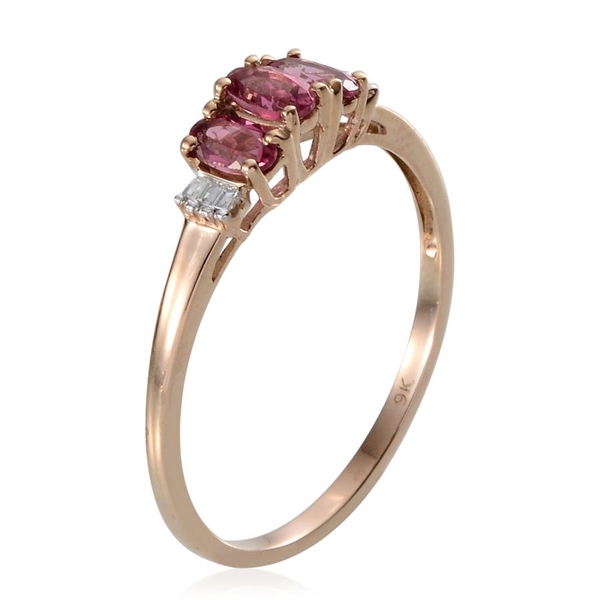 9K Y Gold Pink Tourmaline (Ovl), Diamond Ring 0.800 Ct.