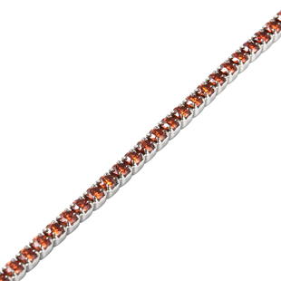 ELANZA Simulated Mozambique Garnet Bracelet (Size 7 with 1.5 inch Extender) in Rhodium Overlay Sterling Silver