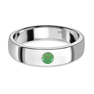 Kagem Zambian Emerald Band Ring in Platinum Overlay Sterling Silver