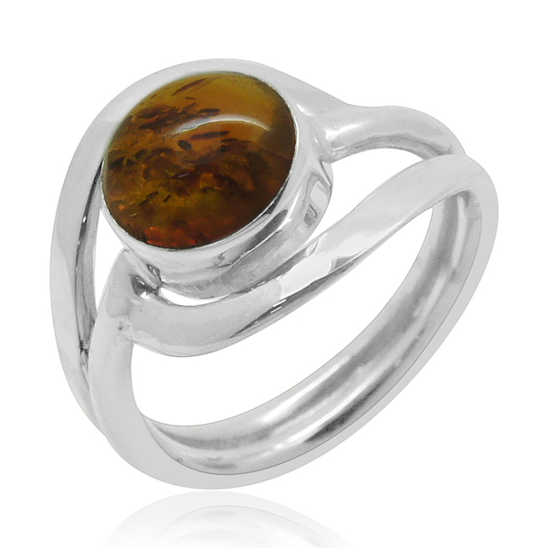 Royal Bali Collection Baltic Amber (Rnd) Solitaire Ring in Sterling Silver 1.530 Ct.