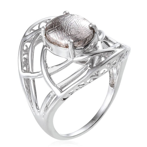 Meteorite (Ovl) Solitaire Ring in Platinum Overlay Sterling Silver 6.000 Ct.