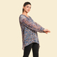 TAMSY Floral & Leaves Pattern Top (Size 10) - Blue & Black