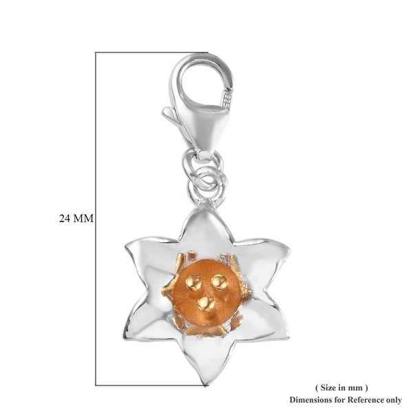 Lily of Valley May Birth Flower Charm in Platinum and Gold Plated Sterling Silver