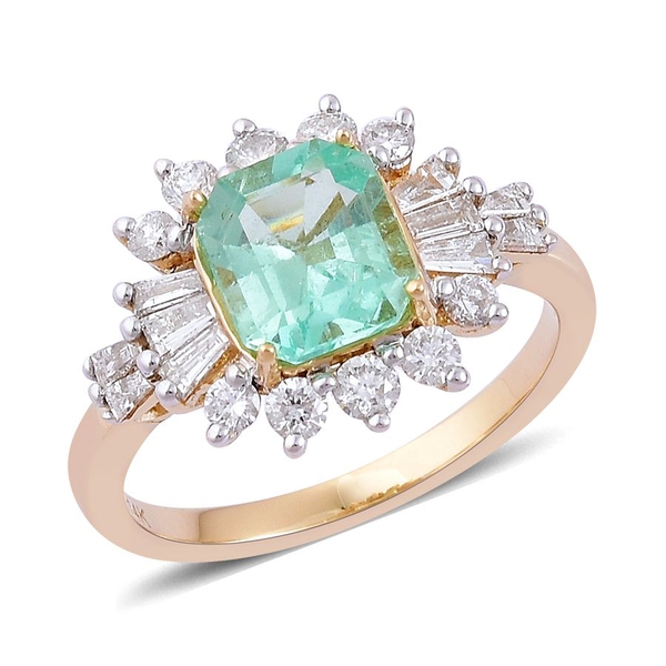 14K Y Gold Boyaca Colombian Emerald (Oct 1.50 Ct), Diamond Ring 2.330 Ct.
