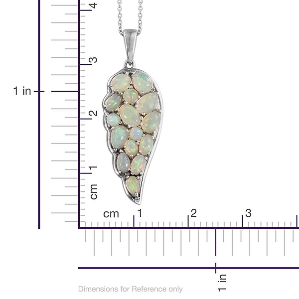 AA Ethiopian Welo Opal (Pear) Wings Pendant With Chain in Platinum Overlay Sterling Silver 2.750 Ct.