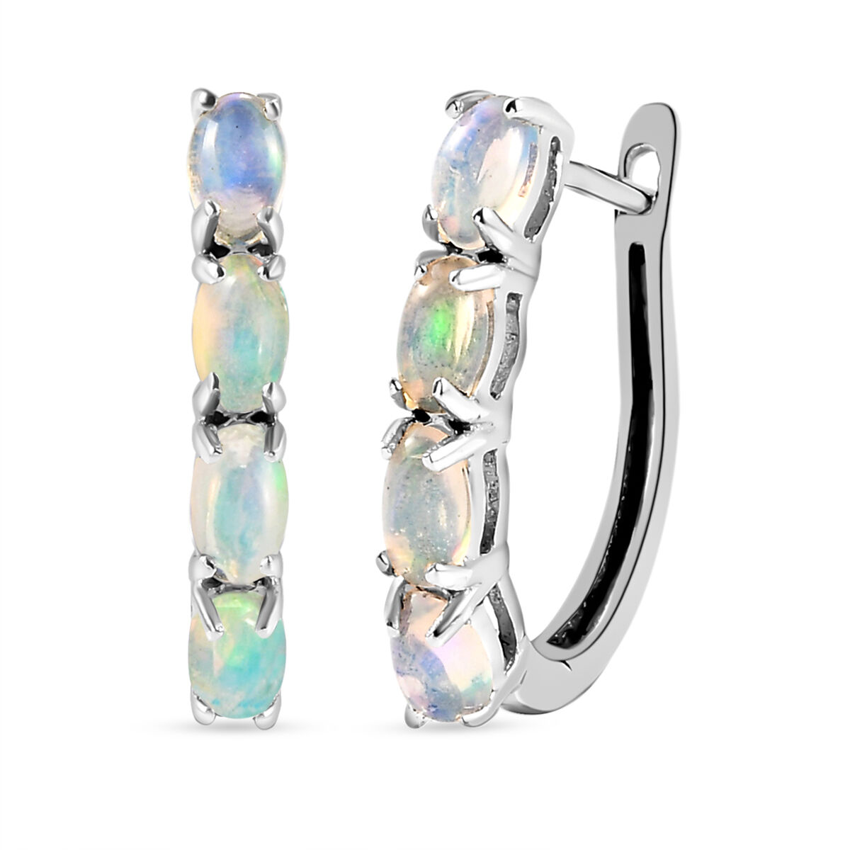 Ethiopian Opal 925 Sterling Silver Natural Opal Gemstone Hoop Earring ~ October Month Birthstone ~ Natural Stone ~ Gift For Anniversary