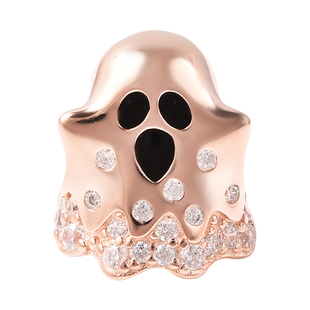 Charmes De Memoire - Simulated Diamond Ghost Charm in Rose Gold Overlay Sterling Silver Charm/Pendan