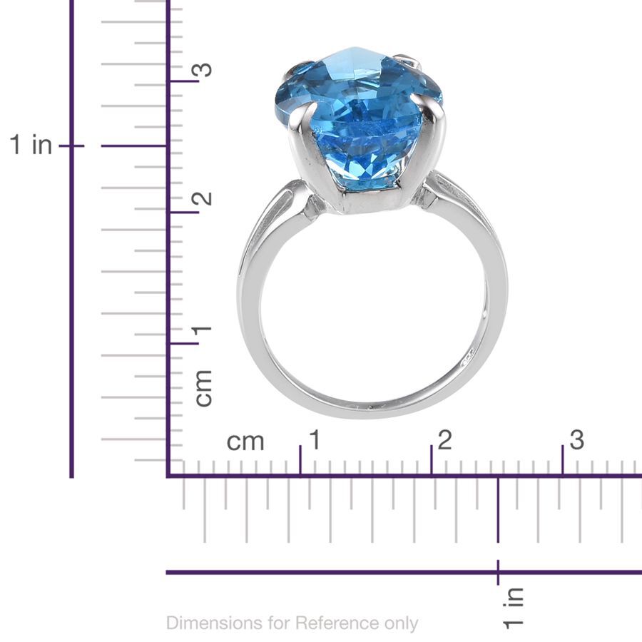 Electric Swiss Blue Topaz (Pear) Ring in Platinum Overlay Sterling Silver 18.000 Ct. Silver wt 6.07 Gms.