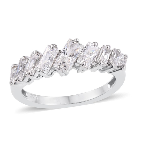 Lustro Stella - Platinum Overlay Sterling Silver (Bgt) Ring Made with Finest CZ