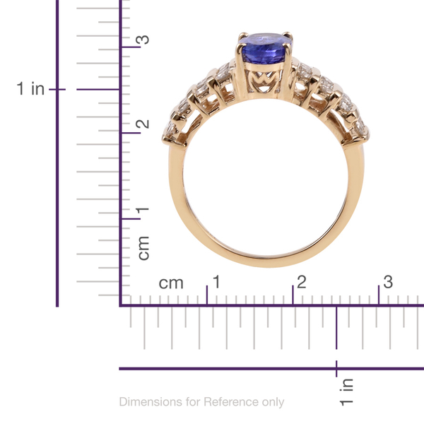 14K Y Gold AA Tanzanite (Ovl 1.90 Ct), Diamond (I2/G-H) Ring 2.650 Ct.