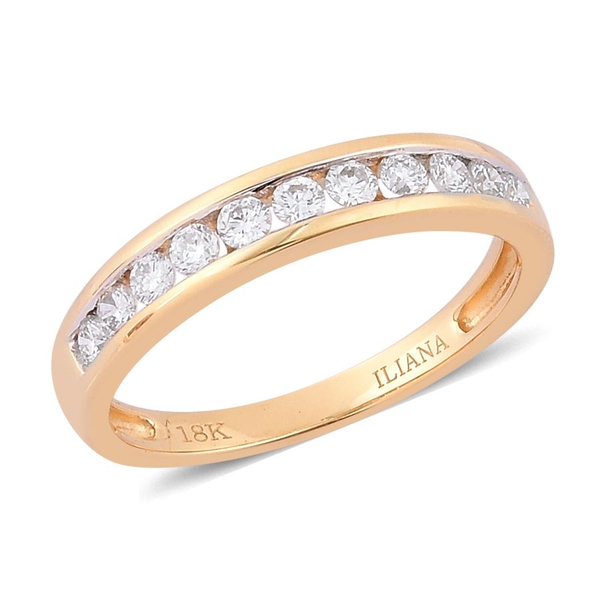 ILIANA 0.50 Carat Diamond Half Eternity Band Ring in 18K Gold IGI Certified SI GH