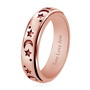 Personalised Engravable Artisan Crafted - Sun & Moon Spinner Sterling Silver Ring