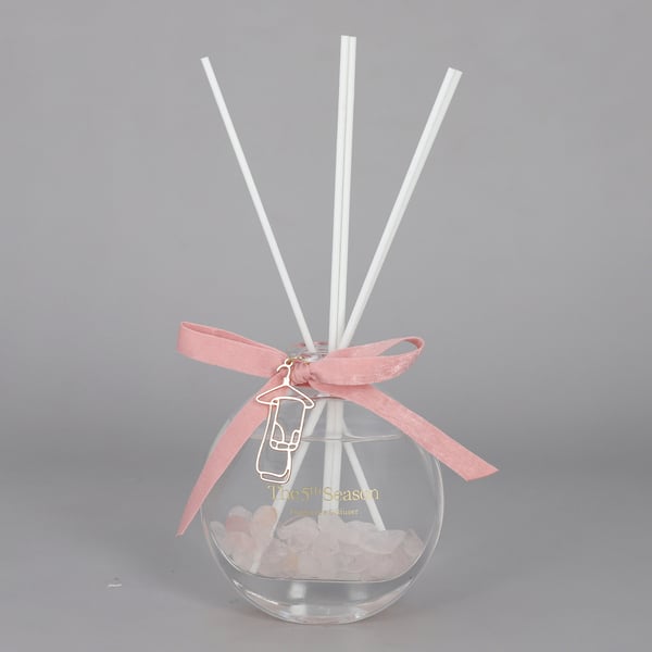 Close Out Deal - The 5th Season Fragrance Bottle with Rose Quartz and Ribbon 100 ML - Pink