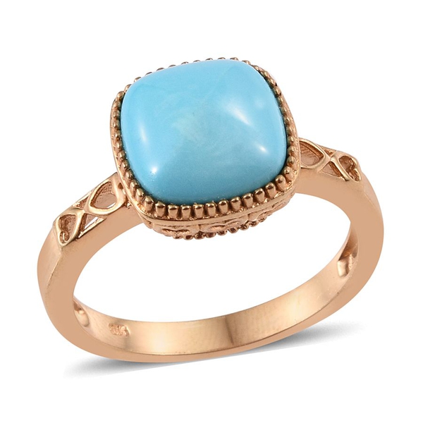Arizona Sleeping Beauty Turquoise (Cush) Solitaire Ring in 14K Gold Overlay Sterling Silver 5.000 Ct