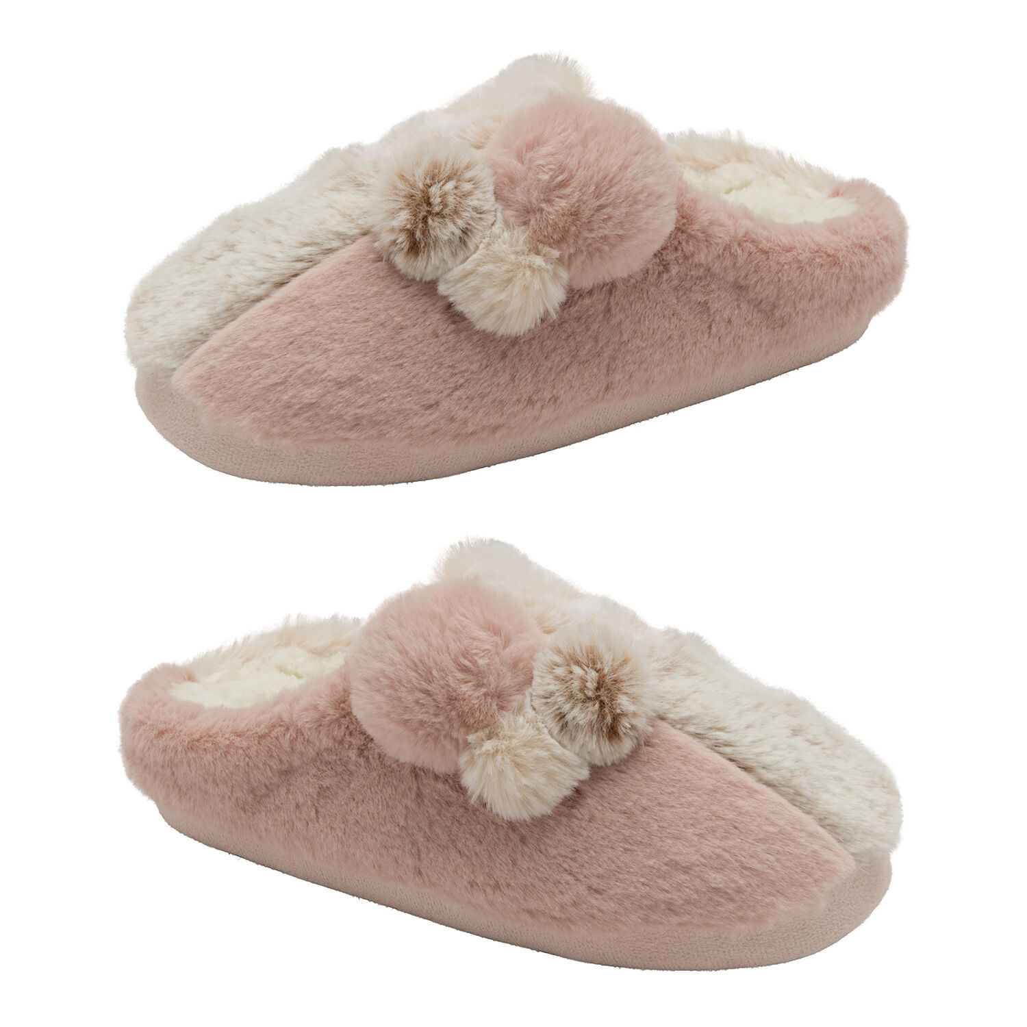 Dunlop Pom Pom Slipper Mules in Pink Colour