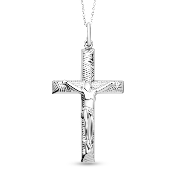 NY Close Out Deal - Sterling Silver Cross Pendant with Chain (Size 18) With Spring Ring Clasp