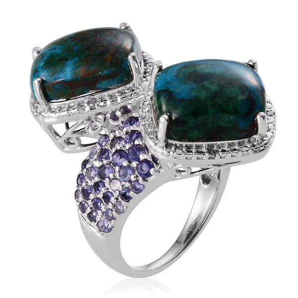 Table Mountain Shadowkite (Cush), Iolite and Diamond Ring in Platinum Overlay Sterling Silver 14.440 Ct.