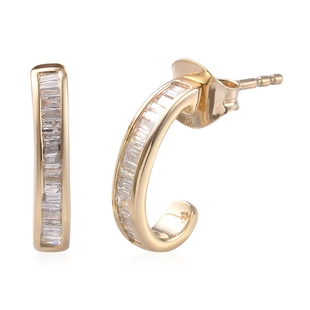 9K Yellow Gold SGL Certified Diamond (Bgt) (I2-I3/G-H) Earrings (with Push Back) 0.330  Ct.