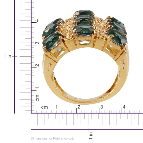 Paraiba Colour Quartz (Rnd), Diamond Ring in ION Plated 18K YG Bond 9.780 Ct.
