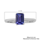 AAA Tanzanite (Oct 7X5 mm) Solitaire Ring in Rhodium Overlay Sterling Silver 1.00 Ct.