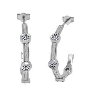 NY Close Out - Simulated Diamond Earrings (With Push Back) in Sterling Silver