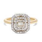 9K Yellow Gold SGL CERTIFIED Diamond (I3/G- H) Ring (Size V) 0.26 Ct.