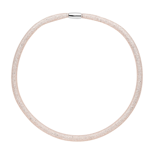 White Austrian Crystal Necklace (Size - 20) in Rose Gold Tone.