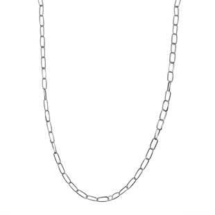 NY Close Out Deal - Platinum Overlay Sterling Silver Paperclip Necklace with Lobster Clasp (Size - 2