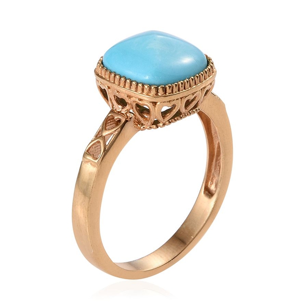 Arizona Sleeping Beauty Turquoise (Cush) Solitaire Ring in 14K Gold Overlay Sterling Silver 5.000 Ct.