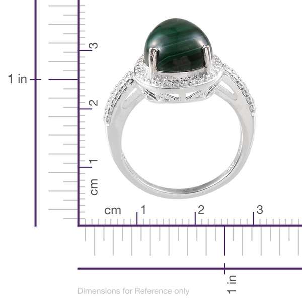 Malachite (Pear) Solitaire Ring in Sterling Silver 5.750 Ct.