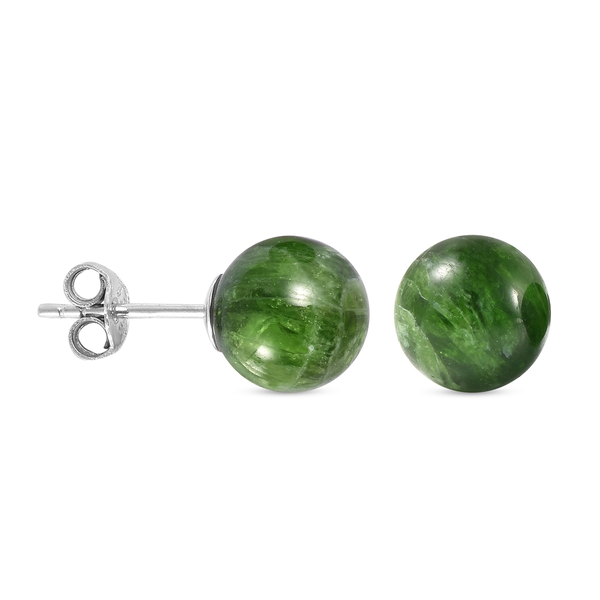 Chrome Diopside Stud Earrings (with Push Back) in Rhodium Overlay Sterling Silver 8.50 Ct