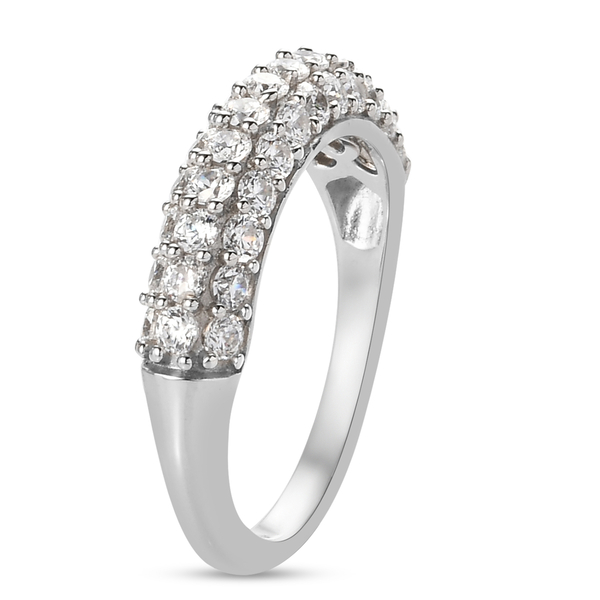 Lustro Stella Platinum Overlay Sterling Silver Half Eternity Ring Made with Finest CZ 1.96 Ct.